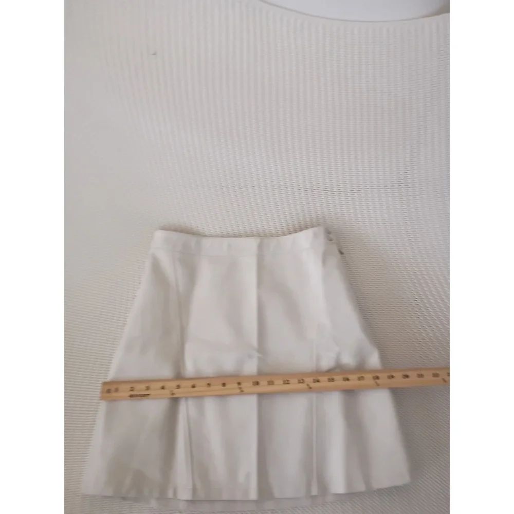 ZARA Cream Faux Leather Mini Skirt Side Zip A-Line Off White Vegan‎ Leather S